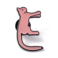 Cat Initial Letter Enamel Pin, Electrophoresis Black Alloy Cartoon Brooch for Backpack Clothes, Letter.E, 30x28x2mm, Pin: 1.2mm(JEWB-A005-27-E)