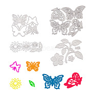 Flower & Leaf & Butterfly Frame Carbon Steel Cutting Dies Stencils, for DIY Scrapbooking/Photo Album, Decorative Embossing DIY Paper Card, Matte Platinum Color, 79~115x70~570.9x0.8~0.9mm, 4pcs/bag(DIY-TA0002-88)