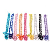 Personalized ABS Plastic Cable Chain Necklaces, Eyeglass Chains, Handbag Chains, with Plastic Lobster Claw Clasps and Resin Bear Pendants, Mixed Color, 19-1/8 inch(48.5cm)(NJEW-JN03220)