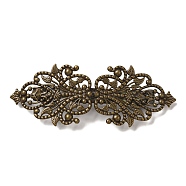 Brass Filigree Hair Barrette, Hollow out, with Iron Findings, Flower, Antique Bronze, 94x34mm(OHAR-PW0001-201AB)