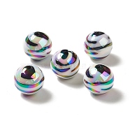 UV Plating Opaque Rainbow Iridescent Acrylic Beads, Round, Clear AB, 19mm, Hole: 2.5mm(PACR-D069-01)