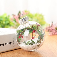 Transparent Plastic Fillable Ball Pendants Decorations, with Rattan inside, Christmas Tree Hanging Ornament, Clear, 60mm(XMAS-PW0002-02A-04)