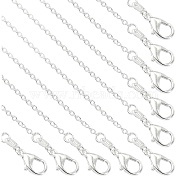 Brass Cable Chain Necklaces, for Beadable Necklace Making, Silver, 17.72 inch(45cm)(NJEW-YW0001-21A-S)