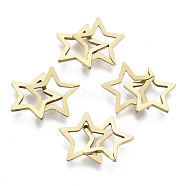 201 Stainless Steel Linking Rings, Quick Link Connectors, Laser Cut, Star, Golden, 11x12x1mm, Inner Diameter: 6.5x7mm, about 2pcs/set(STAS-N091-130G)