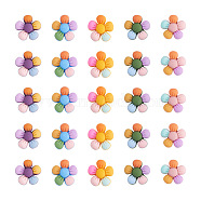 Biyun 60Pcs 5 Colors Resin Cabochons, DIY Accessories, Colorful Flower, Mixed Color, 21x7mm, 12pcs/color(RESI-BY0001-03)