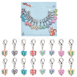 16Pcs 8 Style Butterfly Handmade Polymer Clay Pendant Stitch Marker, Mixed Color, 3cm, 2pcs/style(HJEW-NB00009)