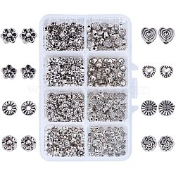 Tibetan Style Alloy Spacer Beads, Mixed Shapes, Antique Silver, 5.5~7x2.1~4.5mm, Hole: 1~2mm, about 50pcs/compartment, about 400pcs/box(TIBEB-PH0004-08AS)