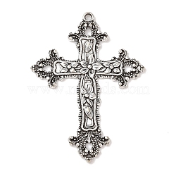 Tibetan Style Alloy Big Gothic Pendants, Cadmium Free & Nickel Free & Lead Free, Cross, Antique Silver, 74x53x3.5mm, Hole: 2.5mm(TIBEP-A20541-AS-FF)