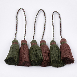 Polycotton(Polyester Cotton) Tassel Big Pendant Decorations, Two Tone, Dark Olive Green, 280~300mm(FIND-S302-01W)