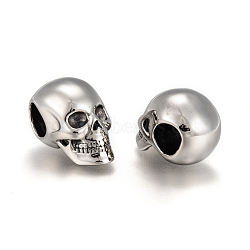 316 Surgical Stainless Steel Beads, Skull, Large Hole Beads, Antique Silver, 25x15x17.5mm, Hole: 7.5mm(X-STAS-G126-01AS)