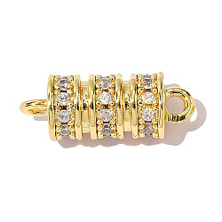 Brass Clear Cubic Zirconia Connector Charms, Column Links, Ion Plating(IP), Mirror Polished Finish, Real 18K Gold Plated, 13x5mm, Hole: 1.8mm(KK-OY001-02G)
