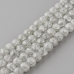 Synthetic Crackle Quartz Beads Strands, Round, Dyed, Light Grey, 8mm, Hole: 1mm, about 50pcs/strand, 15.7 inch(GLAA-S134-8mm-09)