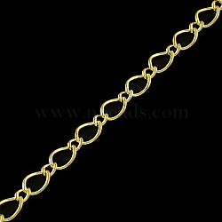 Iron Figaro Chains, with Card Paper, Soldered, Light Gold, 5.7x3.8x0.5mm(X-CH-R078-01LG)