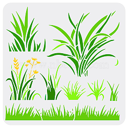 PET Hollow Out Drawing Painting Stencils, for DIY Scrapbook, Photo Album, Grass Pattern, 30x30cm(DIY-WH0391-0369)