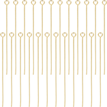 Brass Eye Pins, for Jewelry Making, Real 18K Gold Plated, 21 Gauge, 45x0.7mm, Hole: 1.8mm, about 100pcs