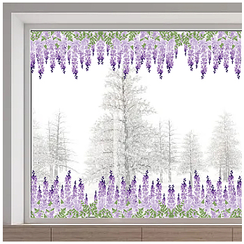 PVC Window Static Stickers, Rectangle Shape, for Window Decoration, Flower, 280x1160mm