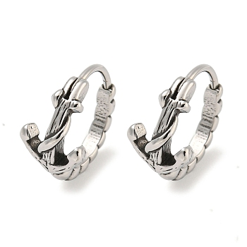 316 Surgical Stainless Steel Hoop Earrings, Antique Silver, Ring, 14x8.5mm