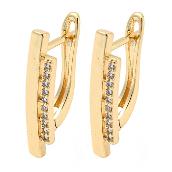 Brass Micro Pave Clear Cubic Zirconia Hoop Earrings for Women, Light Gold, 20x4mm