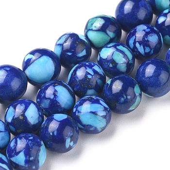 Natural Lapis Lazuli Beads Strands, Dyed, Round, 8mm, Hole: 1mm, about 50 pcs/Strand, 15.55 inch(39.5 cm)