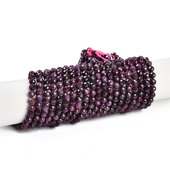 Natural Ruby Beads Strands, Grade AA, Faceted, Round, 5mm, Hole: 0.7mm, about 81pcs/strand, 15.35''(39cm)