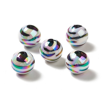 UV Plating Opaque Rainbow Iridescent Acrylic Beads, Round, Clear AB, 19mm, Hole: 2.5mm