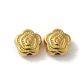 304 Stainless Steel Beads, Flower, Real 18K Gold Plated, 7.5x8x4mm, Hole: 1.4mm