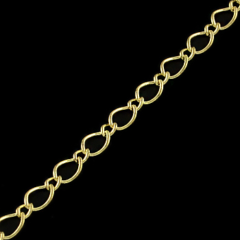 Iron Figaro Chains, with Card Paper, Soldered, Light Gold, 5.7x3.8x0.5mm