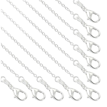 Brass Cable Chain Necklaces, for Beadable Necklace Making, Silver, 17.72 inch(45cm)