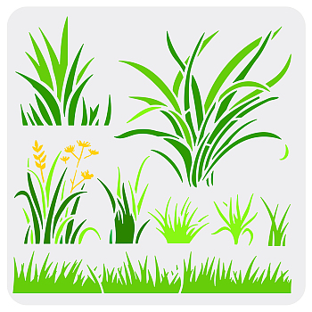 PET Hollow Out Drawing Painting Stencils, for DIY Scrapbook, Photo Album, Grass Pattern, 30x30cm