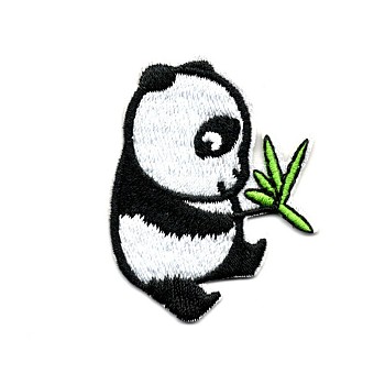 Computerized Embroidery Cloth Iron on/Sew on Patches, Costume Accessories, Appliques, Panda, Black & White, 50x39mm