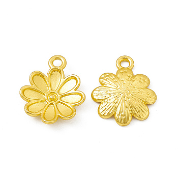 Rack Plating Alloy Pendants, Cadmium Free & Lead Free & Nickle Free, Flower Charms, Matte Gold Color, 19x16x3mm, Hole: 1.8mm