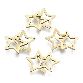 201 Stainless Steel Linking Rings, Quick Link Connectors, Laser Cut, Star, Golden, 11x12x1mm, Inner Diameter: 6.5x7mm, about 2pcs/set