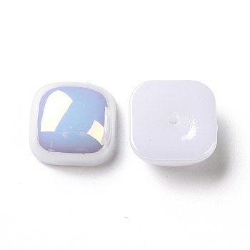ABS Plastic Imitation Pearl, AB Color Plated, Square, White, 12x12x5.5mm, Hole: 1.4mm