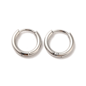 304 Stainless Steel Huggie Hoop Earrings, Stainless Steel Color, 11x2mm