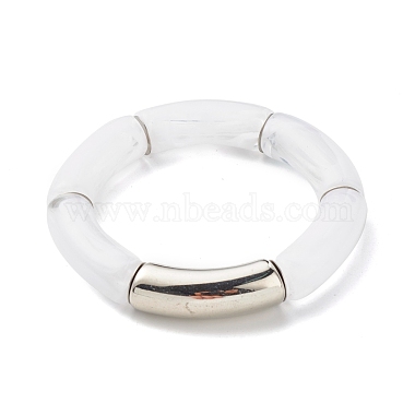 Chunky Curved Tube Beads Stretch Bracelets Set for Girl Women(BJEW-JB06947)-4