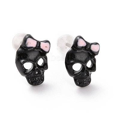 Black Skull Alloy Stud Earrings