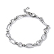 304 pulseras de cadena de eslabones de anillo y ovaladas de acero inoxidable para mujer(BJEW-D028-01P)-1