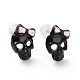 Alloy Skull with Bowknot Stud Earrings with Steel Pin(EJEW-E143-15)-1