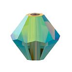 Preciosa&reg Crystal Beads, Czech Crystal, Bicone(451 69 302 Rondelle), 50230 20000 Olivine AB 2x, 4mm, Hole: 0.8mm(Y-PRC-BA4-50230-20000)