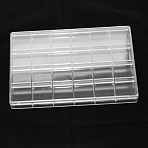 Plastic Bead Containers, 24 Compartments, Rectangle, Clear, 24x16.3x2.6cm, Compartment: 3.9x3.6cm(CON-S026)