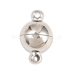304 Stainless Steel Magnetic Clasps, Round, with Loops, Round Hole, Stainless Steel Color, 13x8x8mm, Hole: 1.2mm(STAS-P452-03B-P)