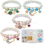 Glass & Alloy Star Moon Multi-Layer Bracelet Making Kits, Mixed Color, 8~9mm, Hole: 1.3~1.6mm(DIY-SC0027-02)