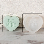 DIY Silicone Heart with Word Soap Molds, for Handmade Soap Making, Valentine's Day, White, 84x80x34mm(PW-WG13454-02)