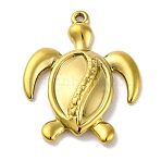 Ion Plating(IP) 304 Stainless Steel Pendants, Sea Turtle Charm, Real 18K Gold Plated, 30x24x4mm, Hole: 1.5mm(STAS-D194-14G)