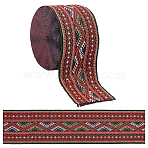 Embroidery Polyester Ribbons, Jacquard Ribbon, Tyrolean Ribbon, Garment Accessories, Floral Pattern, Dark Red, 2"(50mm), 7m/roll(OCOR-GF0001-30)