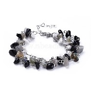 Chip Natural & Synthetic Mixed Stone Multi-strand Bracelets, with 304 Stainless Steel Findings, 7-1/8 inch(18cm)(BJEW-JB04393-03)
