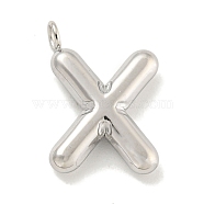 Non-Tarnish 304 Stainless Steel Pendants, Letter Charm, Stainless Steel Color, Letter X, 16.5x11.5x3mm, Hole: 2mm(STAS-C102-15P-X)