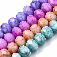 Opaque Baking Painted Glass Beads Strands, Imitation Stones, Faceted, Rondelle, Mixed Color, 11~12x8.5mm, Hole: 1mm, about 45pcs/strand, 15.55 inch~15.75 inch(39.5~40cm)(EGLA-N006-009B-A19)