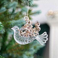 Acrylic with Sequin Pendant Decoration, Christmas Tree Hanging Decorations, for Party Gift Home Decoration, Bird, 100x95mm(XMAS-PW0001-067F)