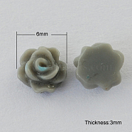 Resin Cabochons, Flower, Dark Gray, 6x3mm(CRES-B3430-A89)